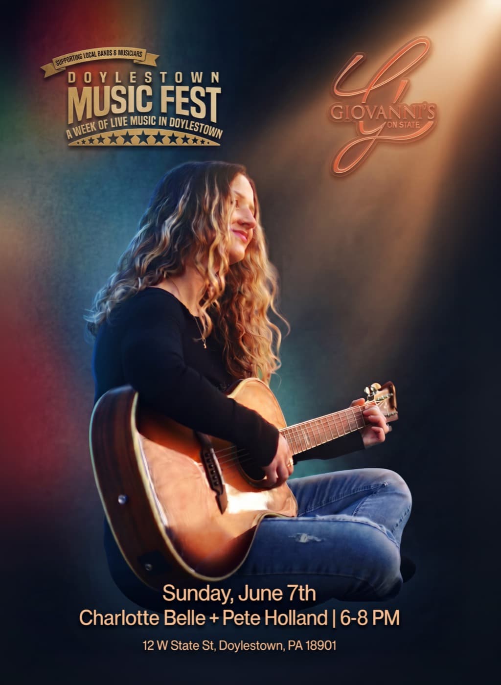 Charlotte Belle + Pete Holland at Doylestown Music Fest, Giovanni's on State — Sunday June 7, 6–8 PM